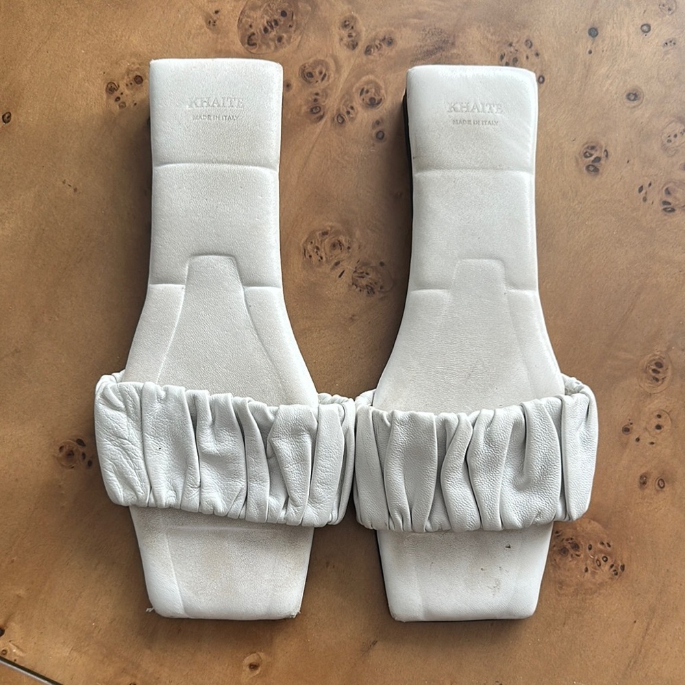 Khaite White Leather Sandals